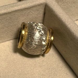 Brighton Large rhinestone Gold Silver bead charm bracelet champagne color